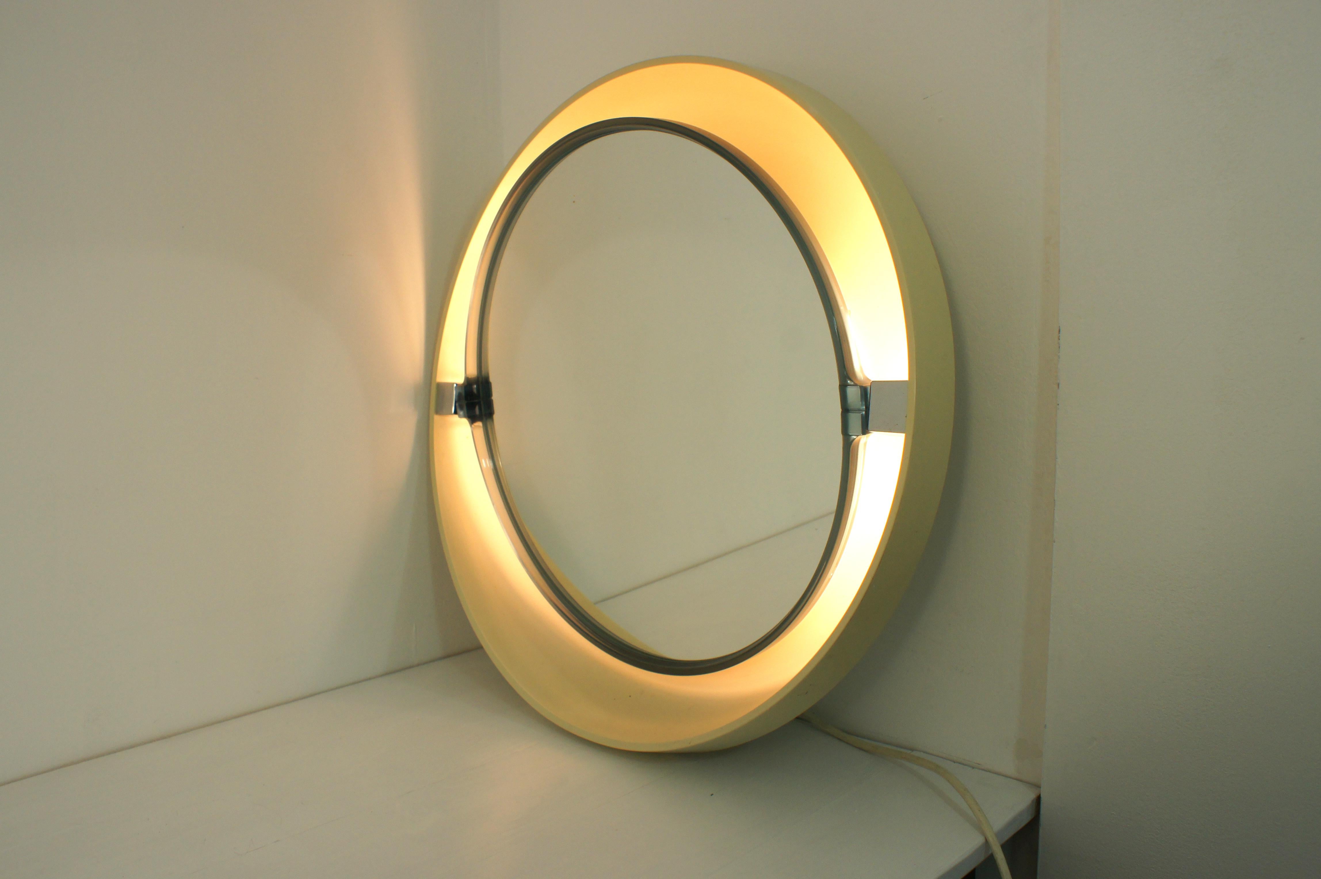 Space Age 1970s space age backlit mirror, allibert For Sale