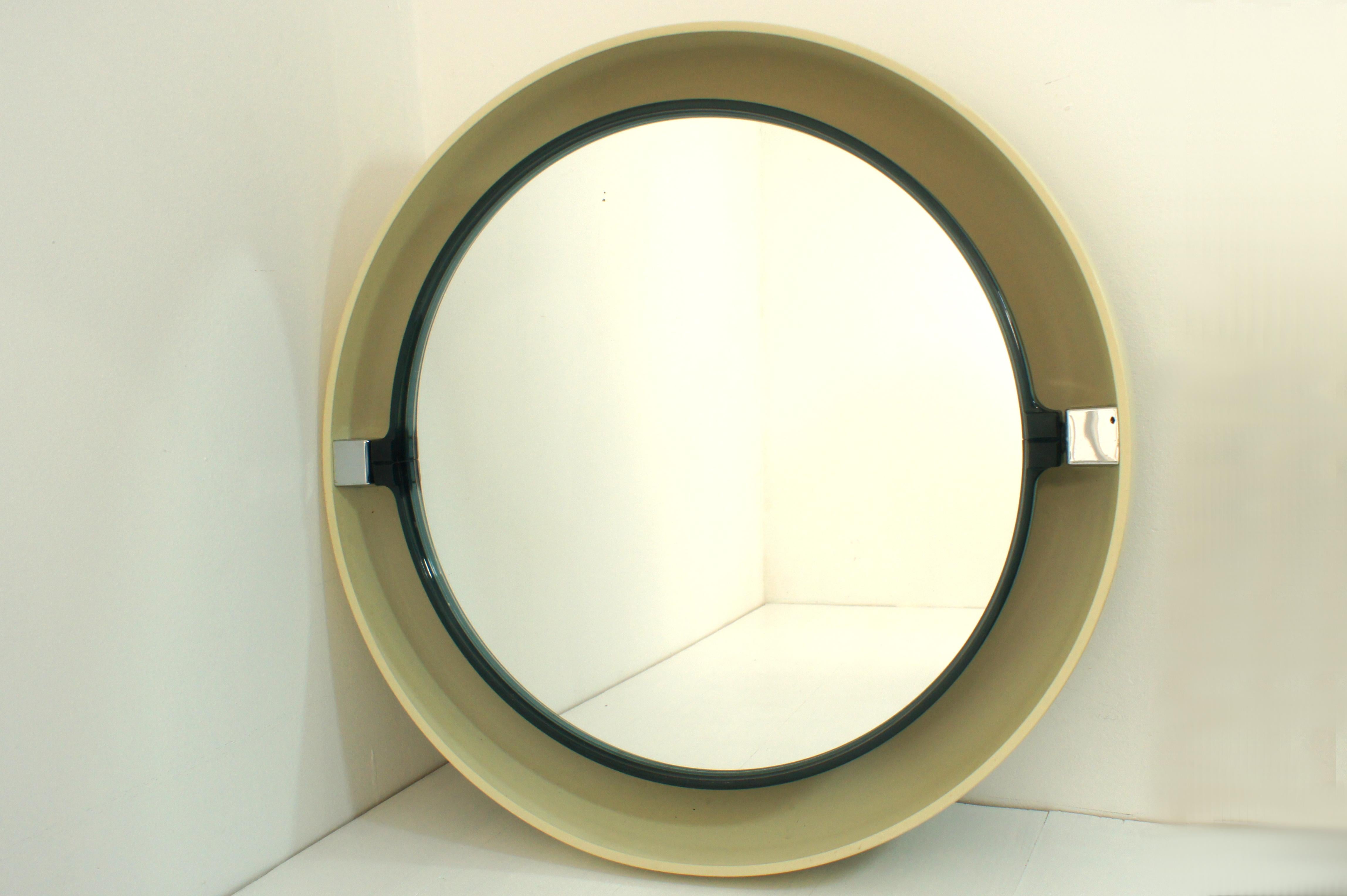 German 1970s space age backlit mirror, allibert For Sale
