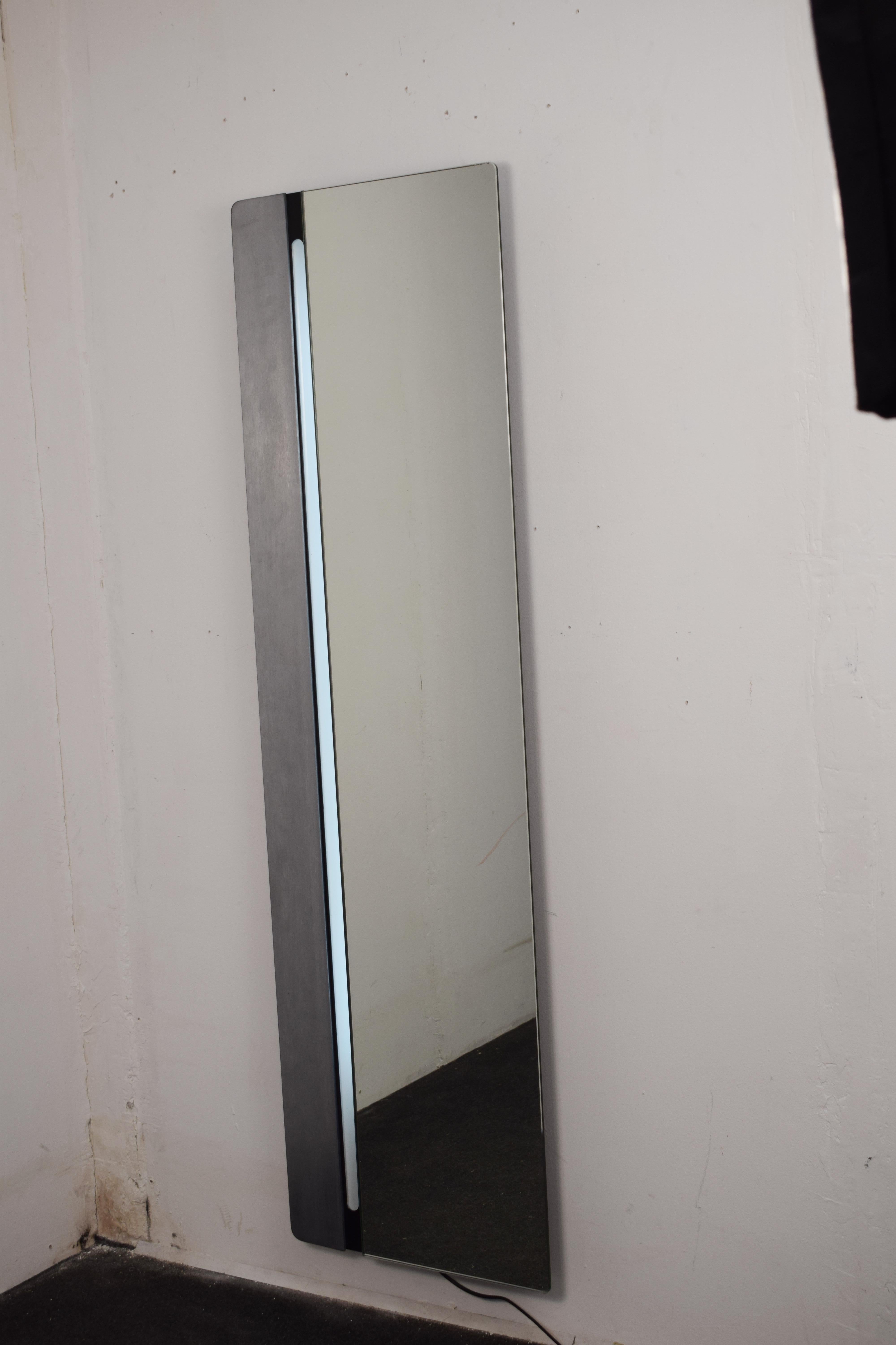 Metal Backlit mirror, Italy, 1970s. For Sale