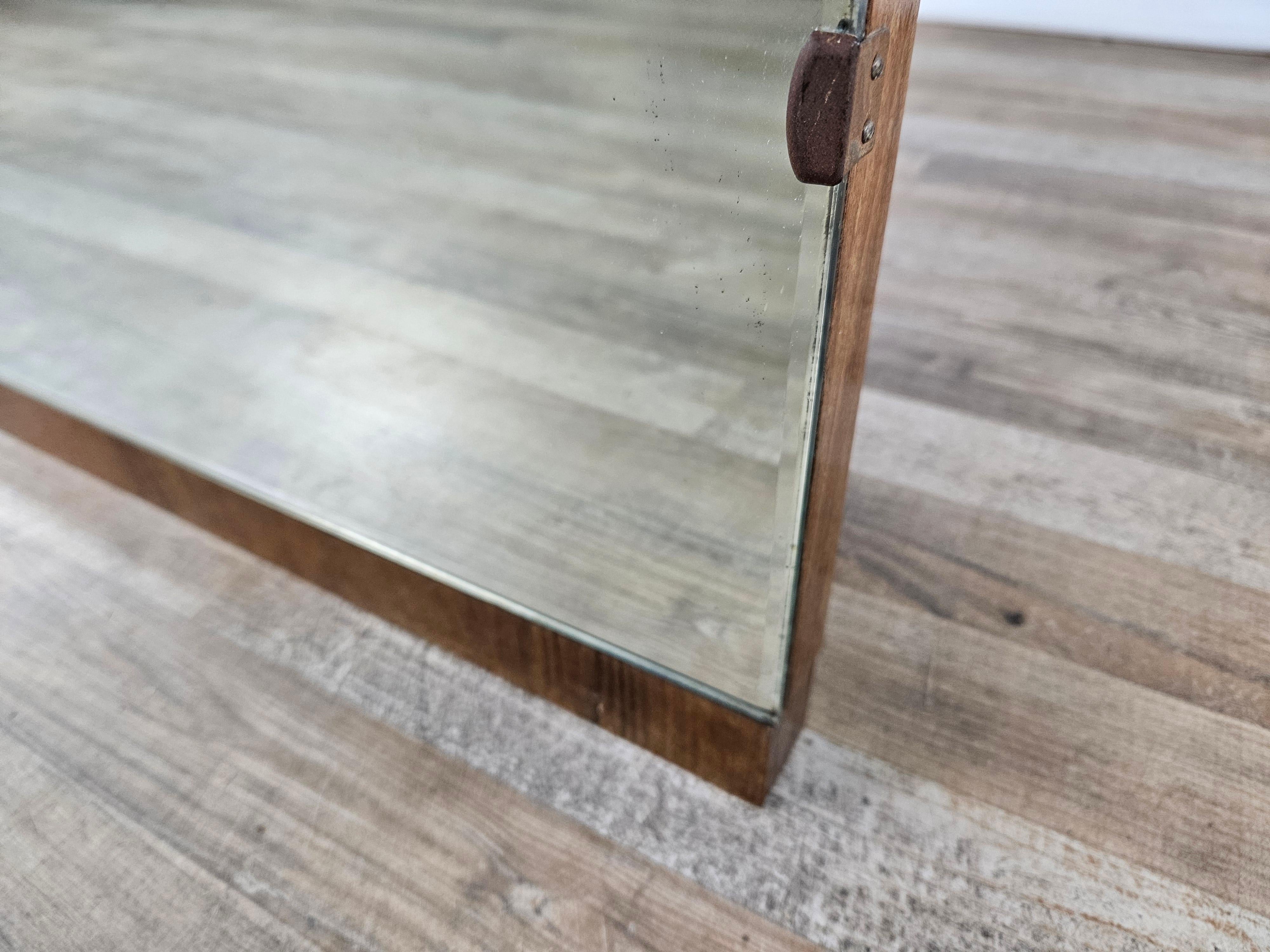 Miroir rectangulaire Art Déco avec base en bois de bruyère en vente 1