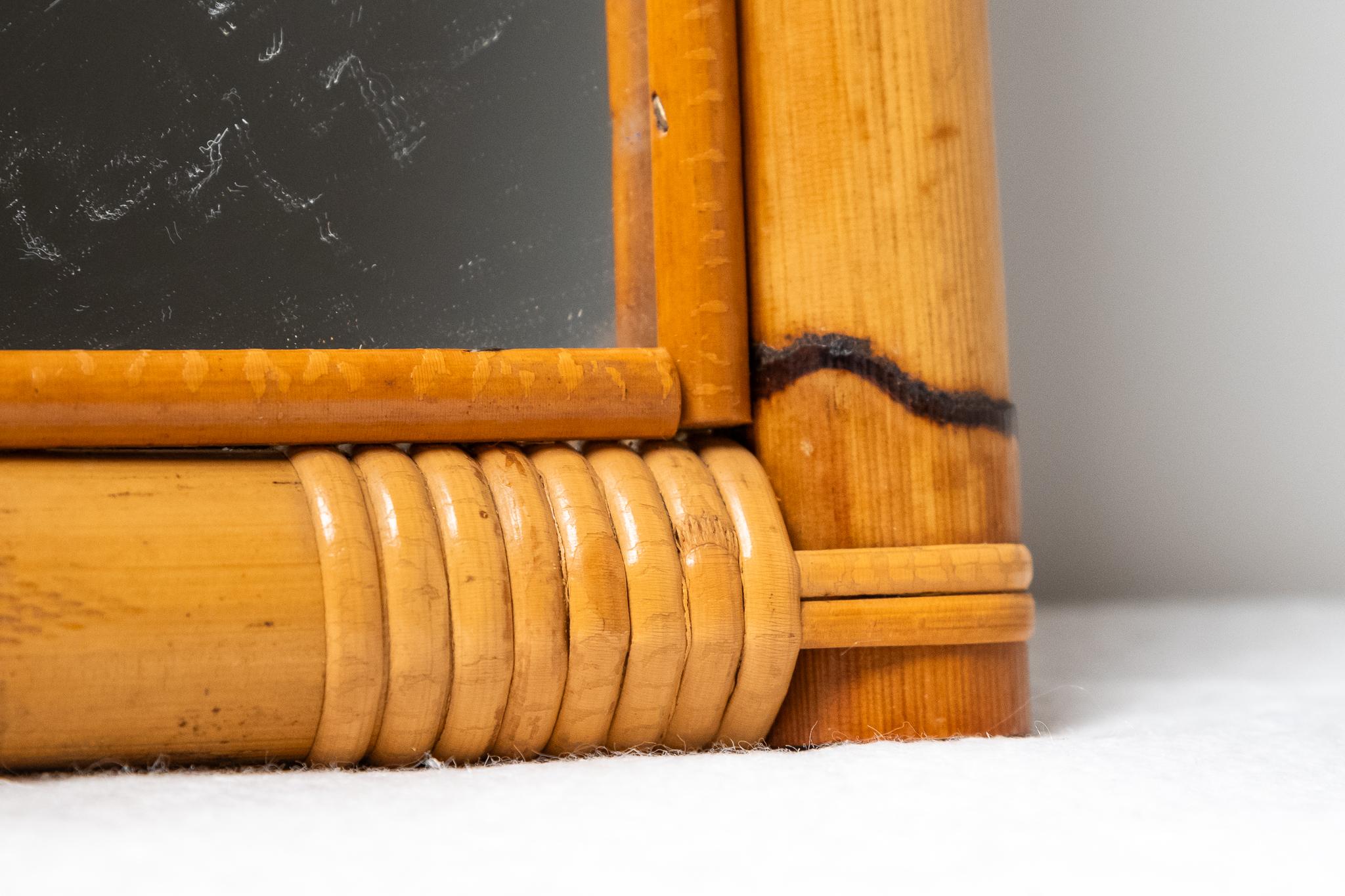Italian Rectangular Bamboo Mirror, 1970s For Sale