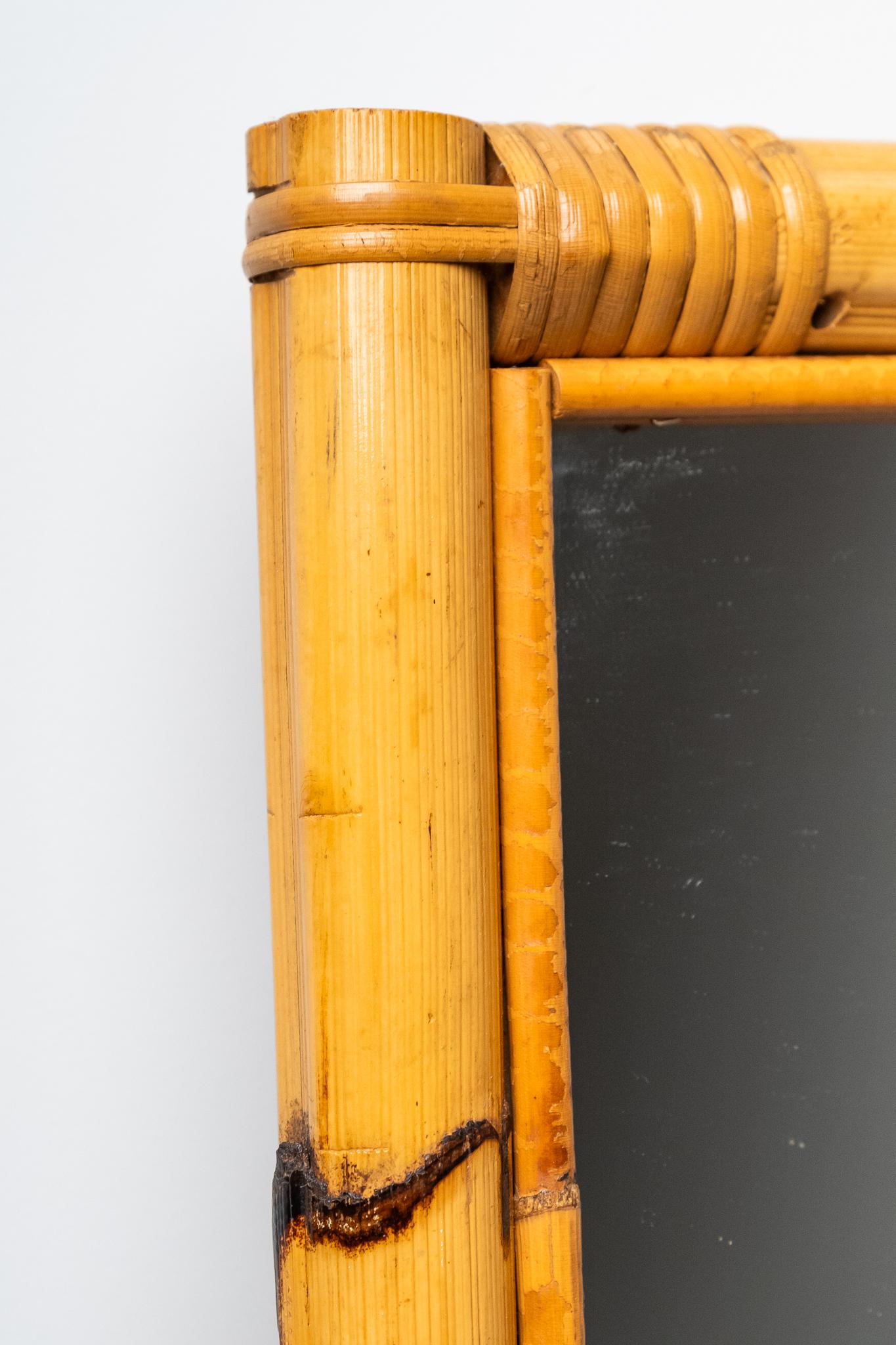 Rectangular Bamboo Mirror, 1970s In Good Condition For Sale In Bastia Umbra, IT