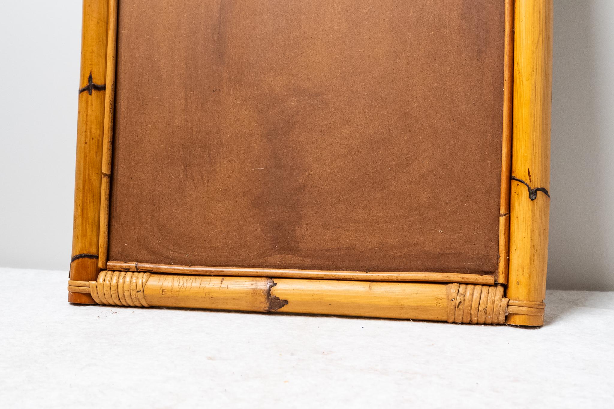 Rectangular Bamboo Mirror, 1970s For Sale 2