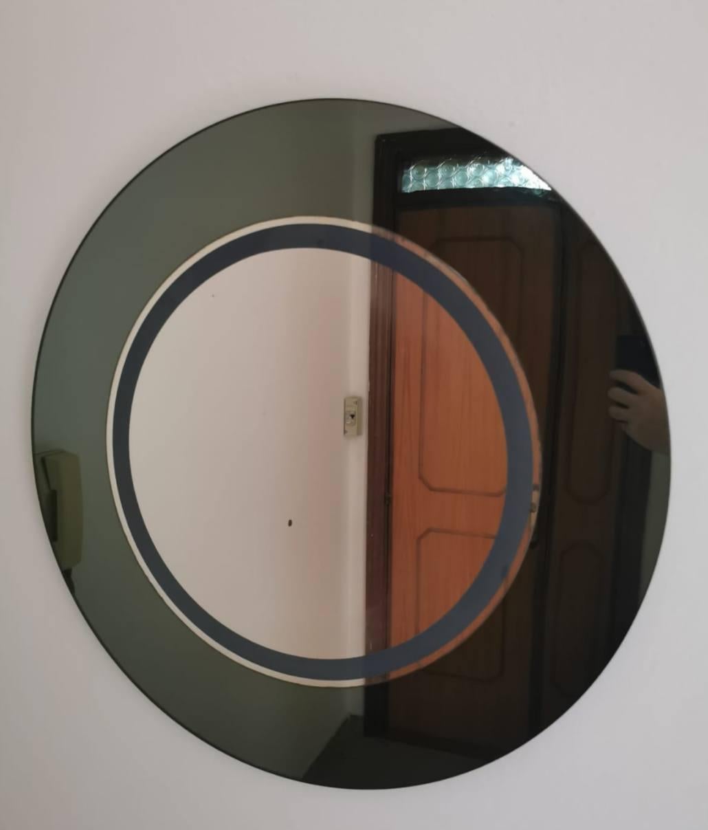 Mid-20th Century Miroir rond Cristal Art pour Marcello et Marco De Carli  c. 1960 en vente