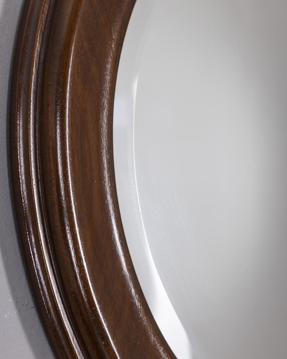 Mid-Century Modern Miroir mural rond en bois vintage des années 1960, design italien en vente