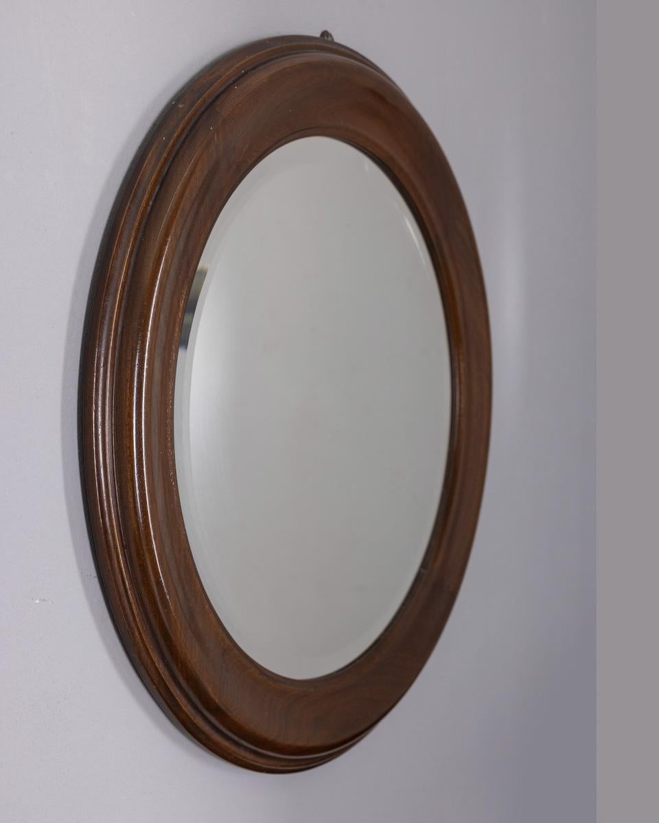 Miroir mural rond en bois vintage des années 1960, design italien Bon état - En vente à None, IT