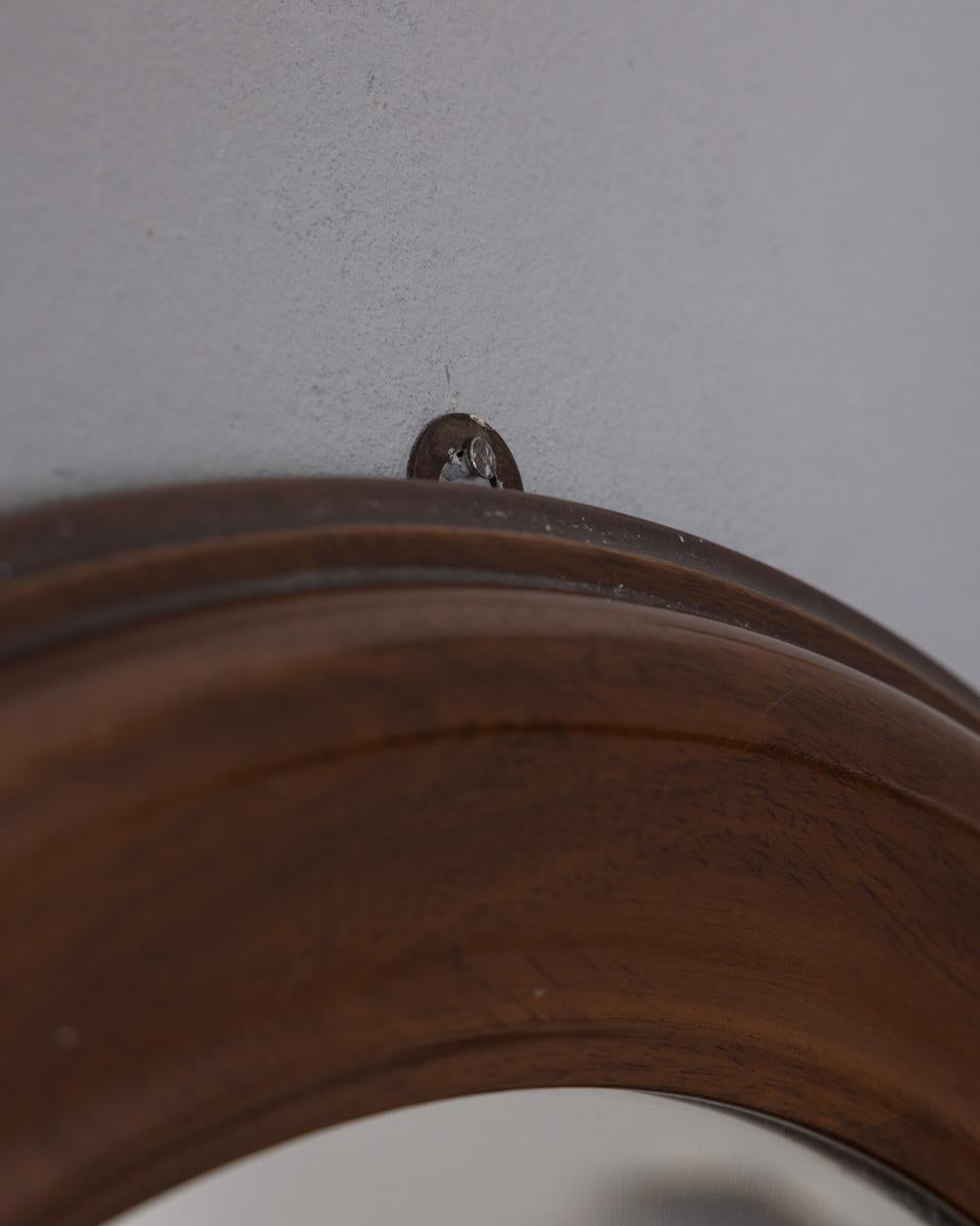 Mid-20th Century Miroir mural rond en bois vintage des années 1960, design italien en vente