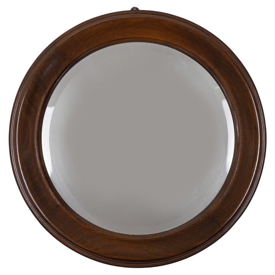 Miroir mural rond en bois vintage des années 1960, design italien