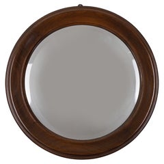 Miroir mural rond en bois vintage des années 1960, design italien