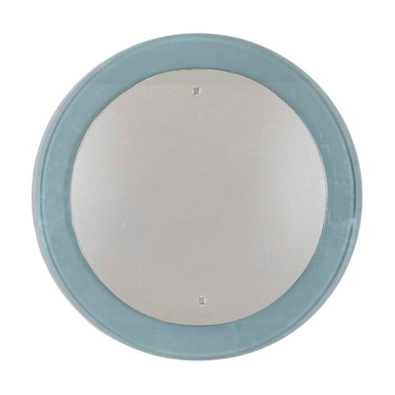 Specchio rotondo da parete vintage anni 70 vetro fumè design Italiano