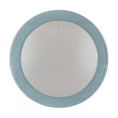 Miroir mural rond vintage des années 70 verre fumé design italien