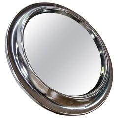 Miroir rond en plastique chromé des années 1970