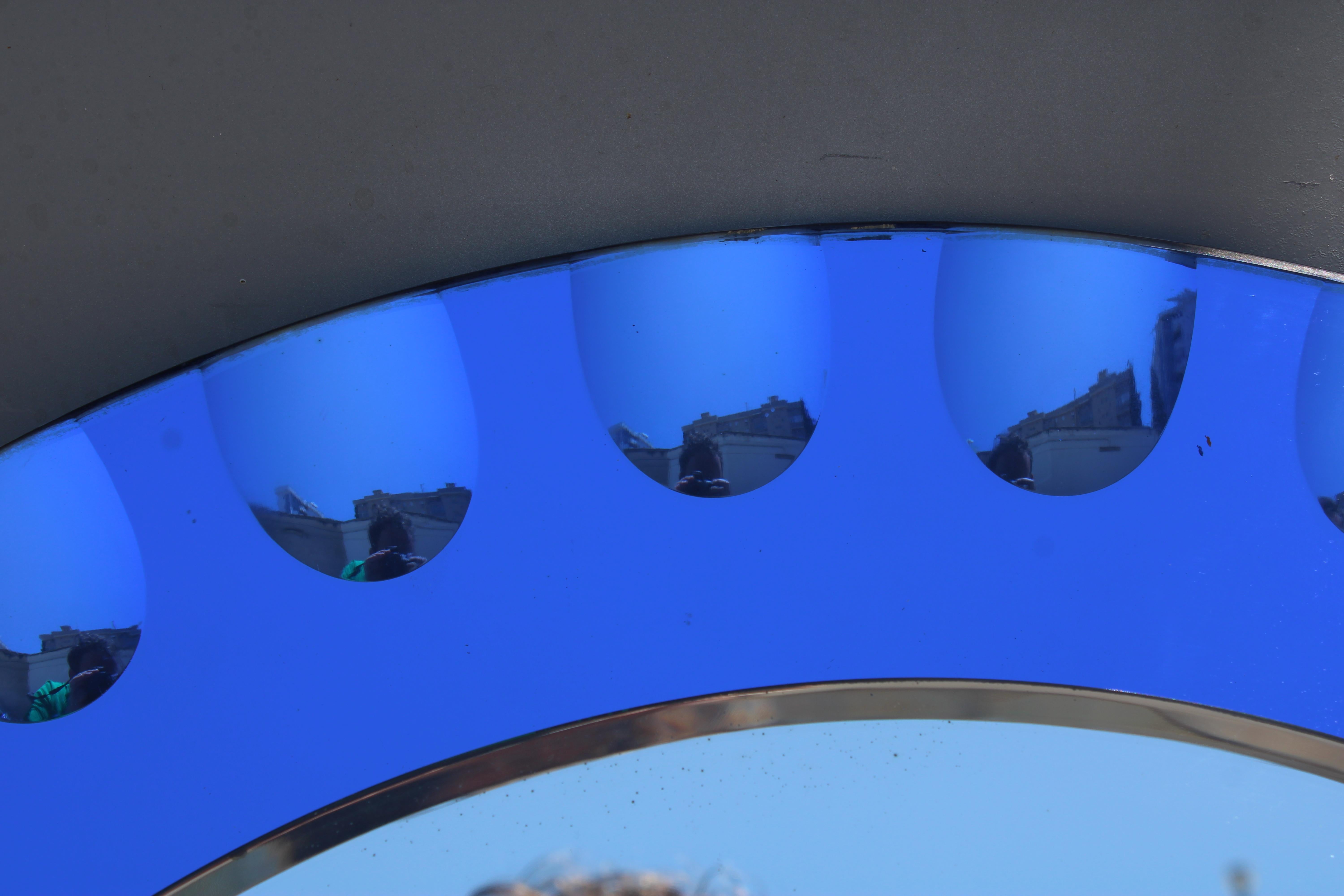 Mid-Century Modern Specchio Rotondo Veca Italia 1960 Blu Cobalto en vente