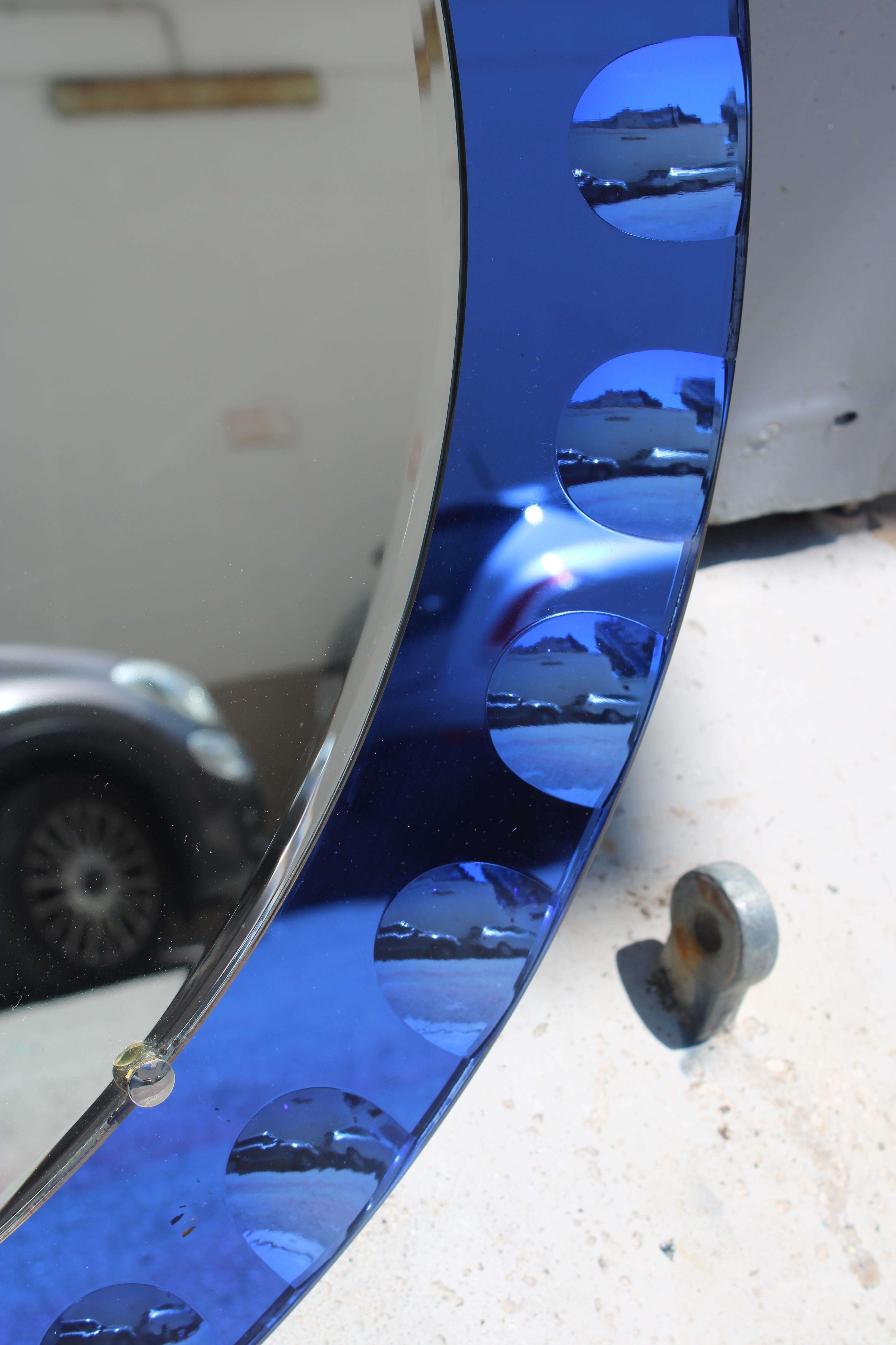 Specchio Rotondo Veca Italia 1960 Blu Cobalto en vente 1