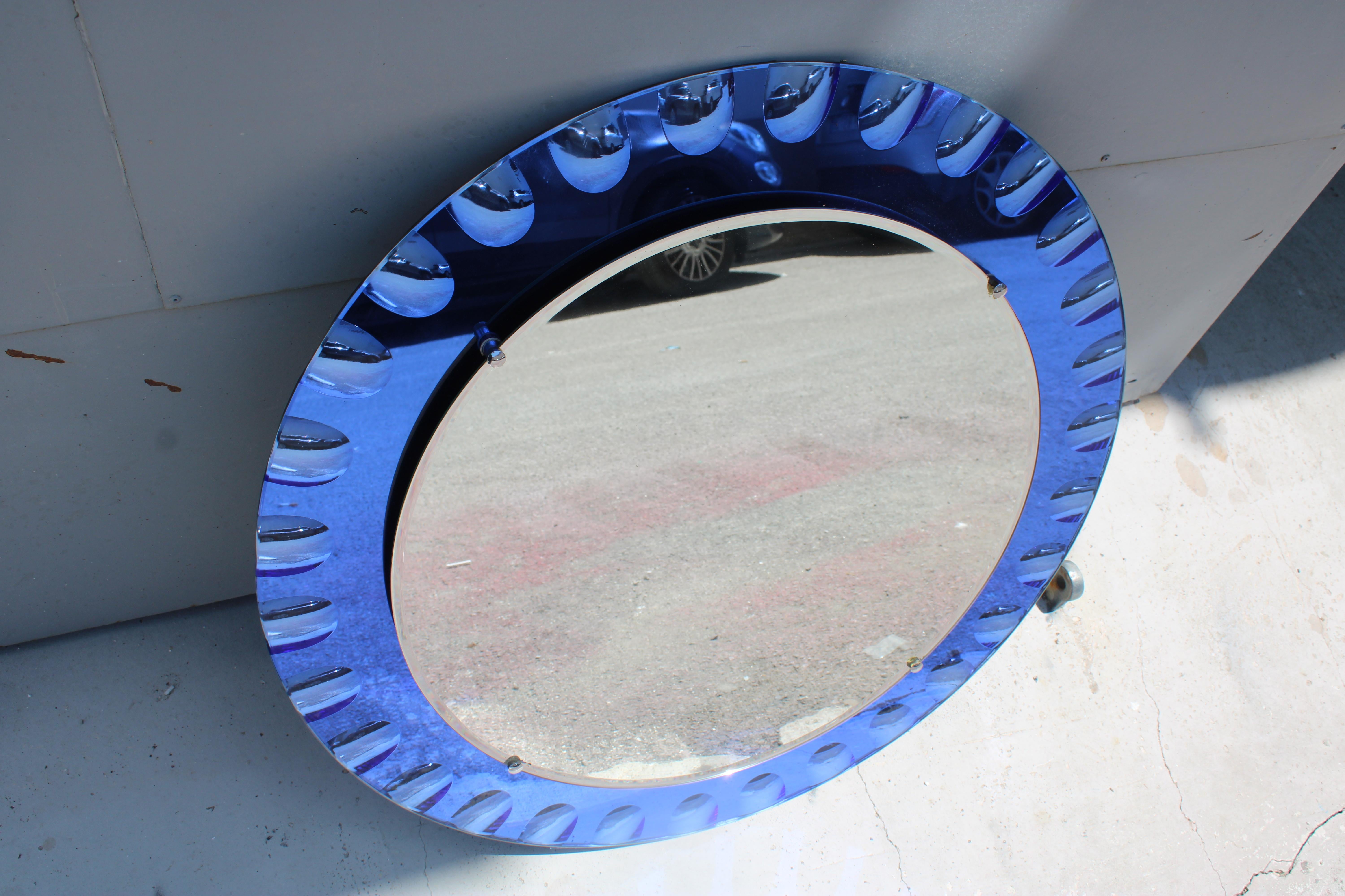 Specchio Rotondo Veca Italia 1960 Blu Cobalto en vente 2