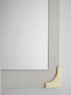 Scandinavian 1940s/50s mirror with white frame and brass details