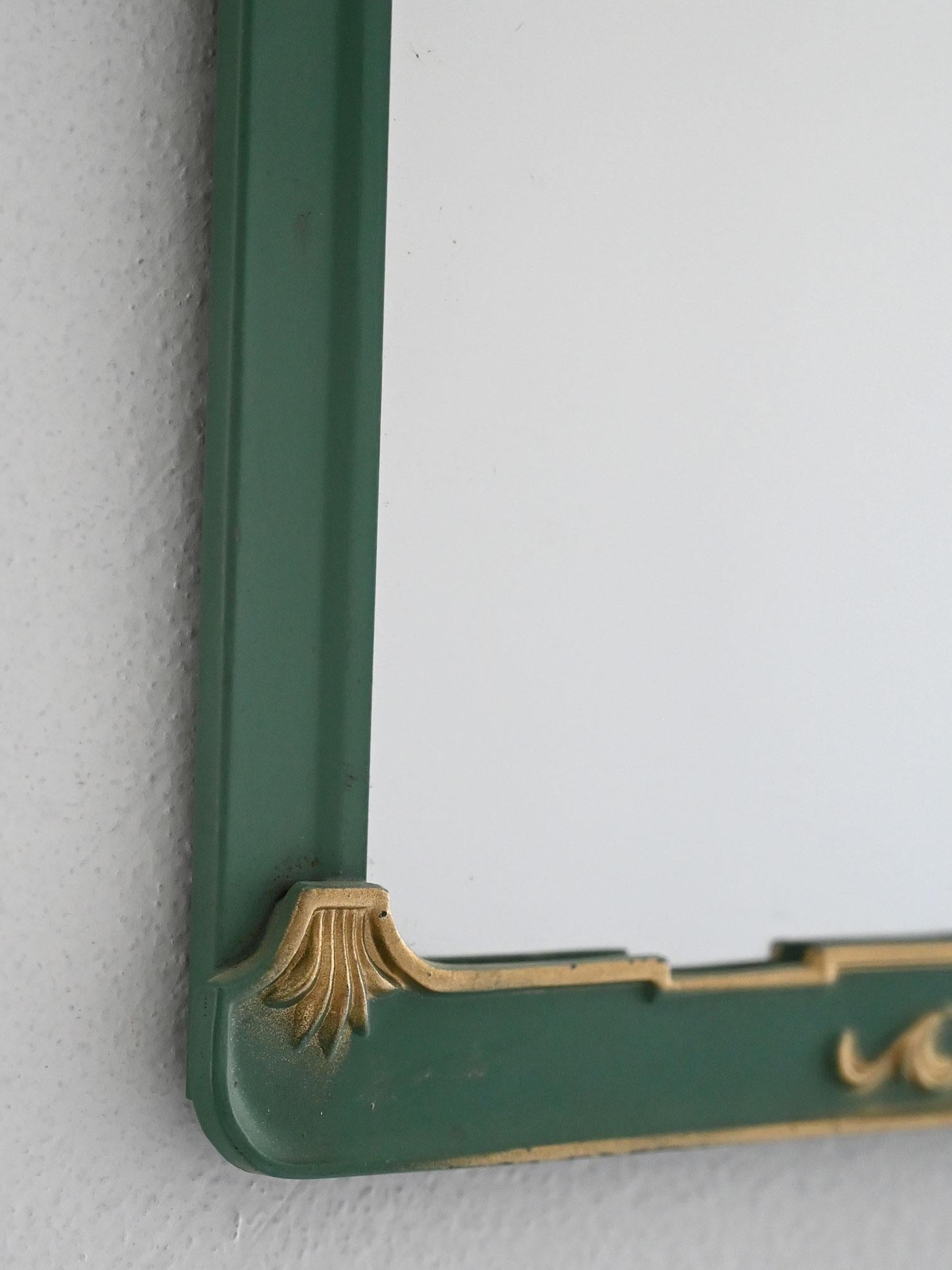 Skandinavischer Metallspiegel in Petrol und Gold aus den 1940er Jahren im Zustand „Gut“ im Angebot in Brescia, IT