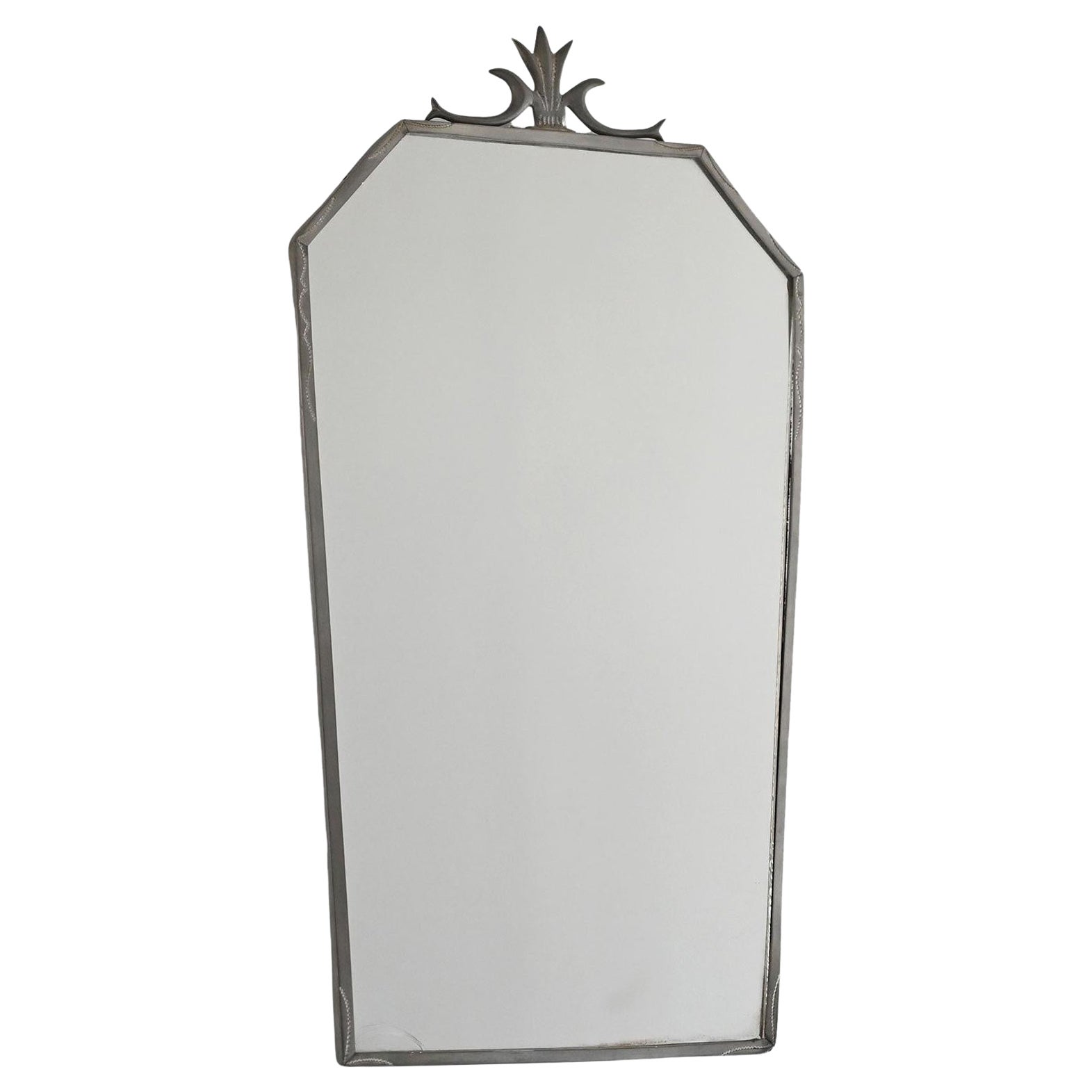 Scandinavian Art Deco mirror from 1931 in engraved tin For Sale