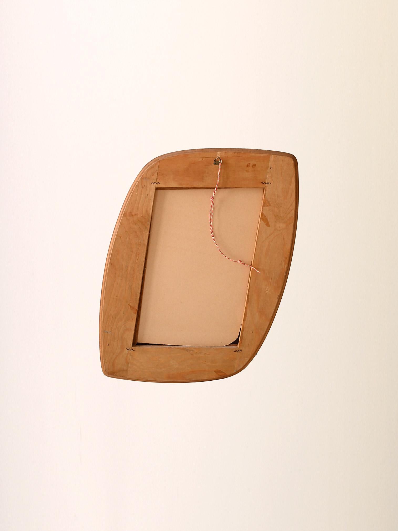 Scandinavian Miroir scandinave de forme libre en teck vintage des années 1960 en vente