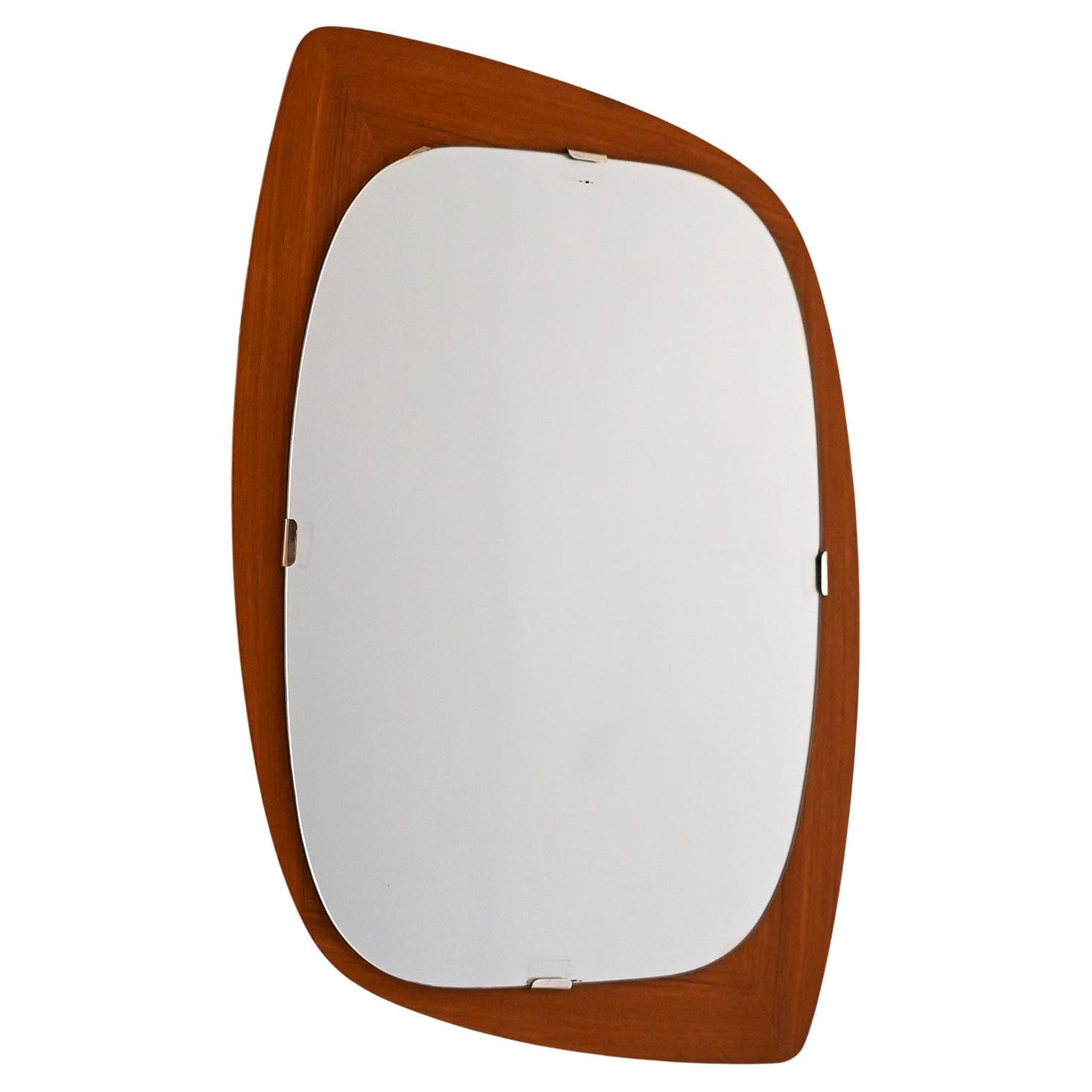Scandinavian vintage 1960s teak free-form mirror