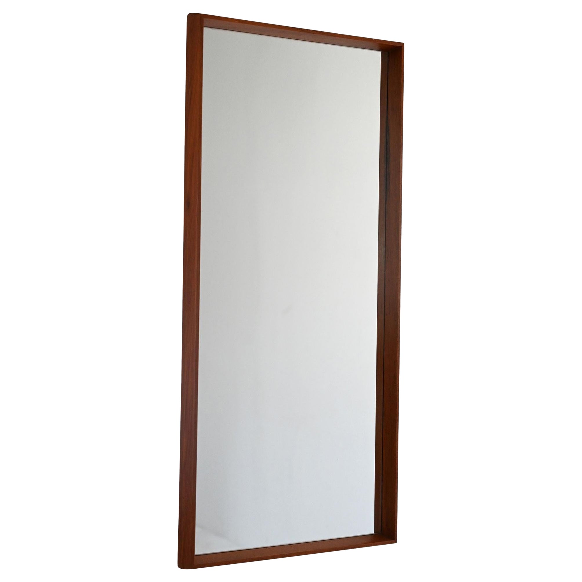 Scandinavian vintage 1960s teak rectangular mirror