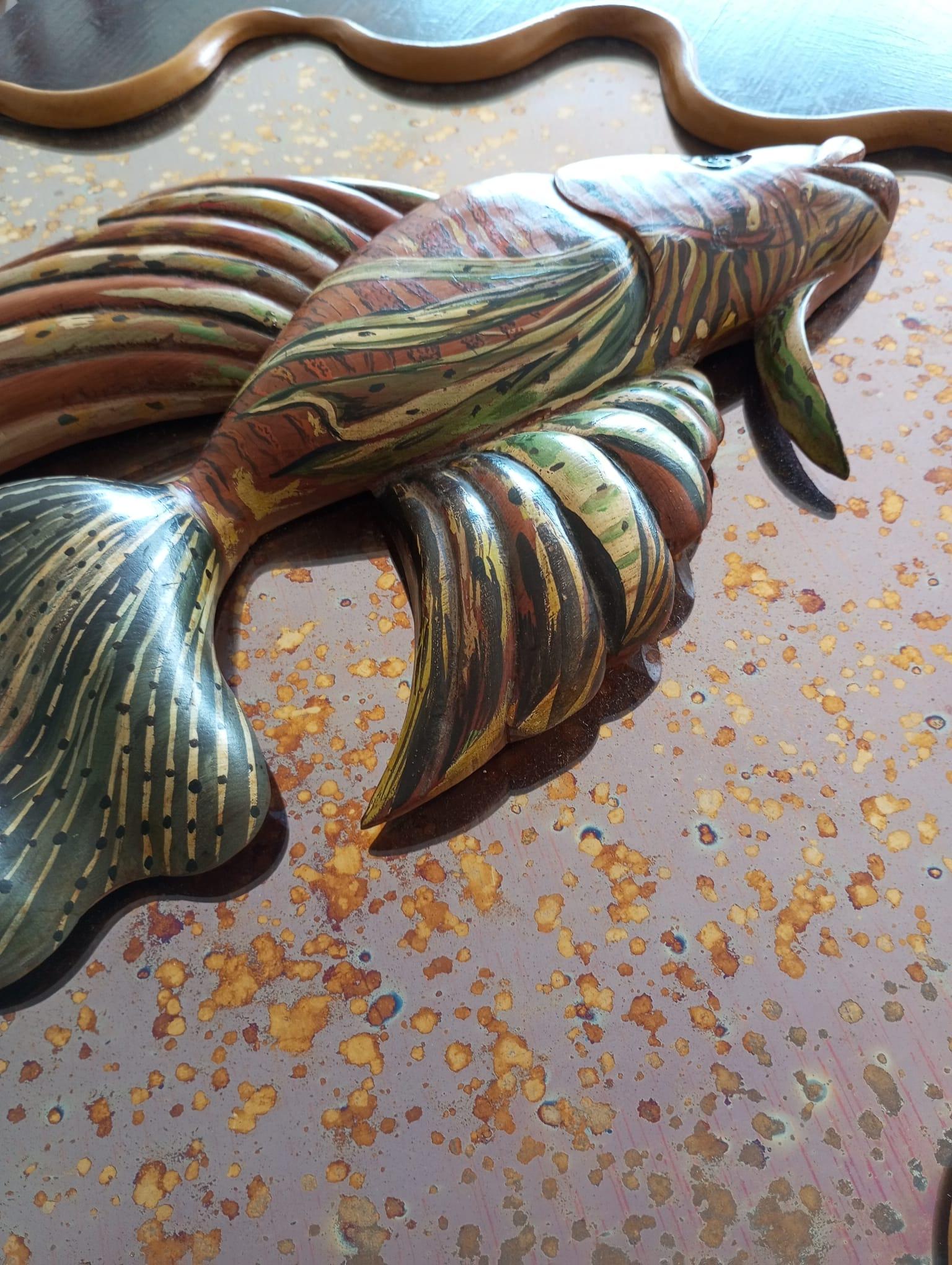 Spiegel-Skulptur mit Fisch von Mauro Pieroni - Florenz Italien '70er Jahre im Angebot 6