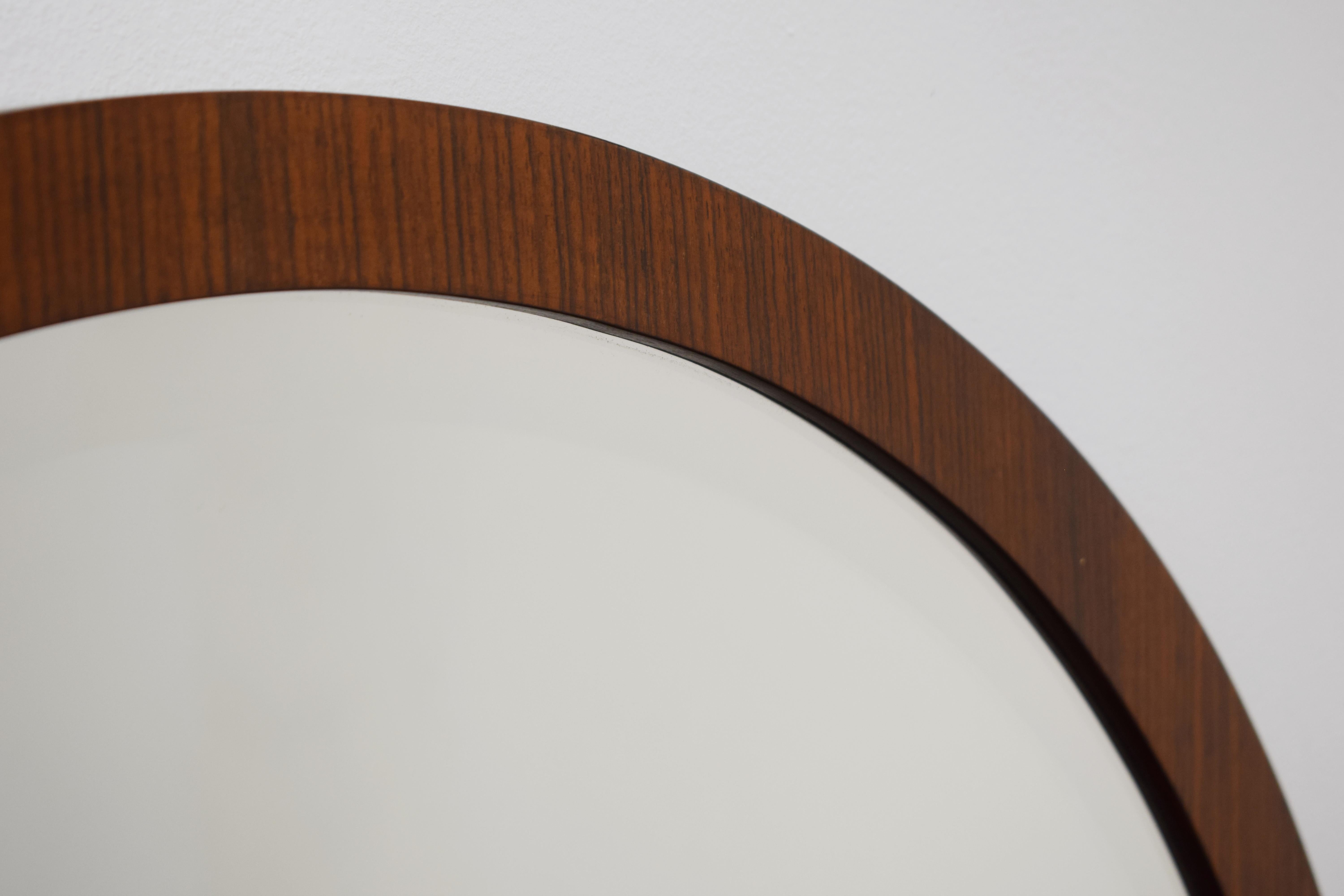 Mid-Century moderno Specchio tondo in legno, Italia, anni '50. in vendita