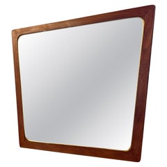 Trapezoidal mirror with a teak frame, Denmark, 1960s