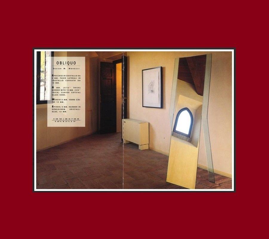 Specchio verticale in vetro curvo obliquo di Massimo Morozzi per Fiam, anni '80 in vendita 9
