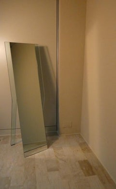 Vertical oblique curved glass mirror by Massimo Morozzi for Fiam, 1980s