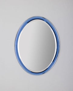 Specchio vintage anni 70 cristallo blu design A. Lupi per Cristal Luxor