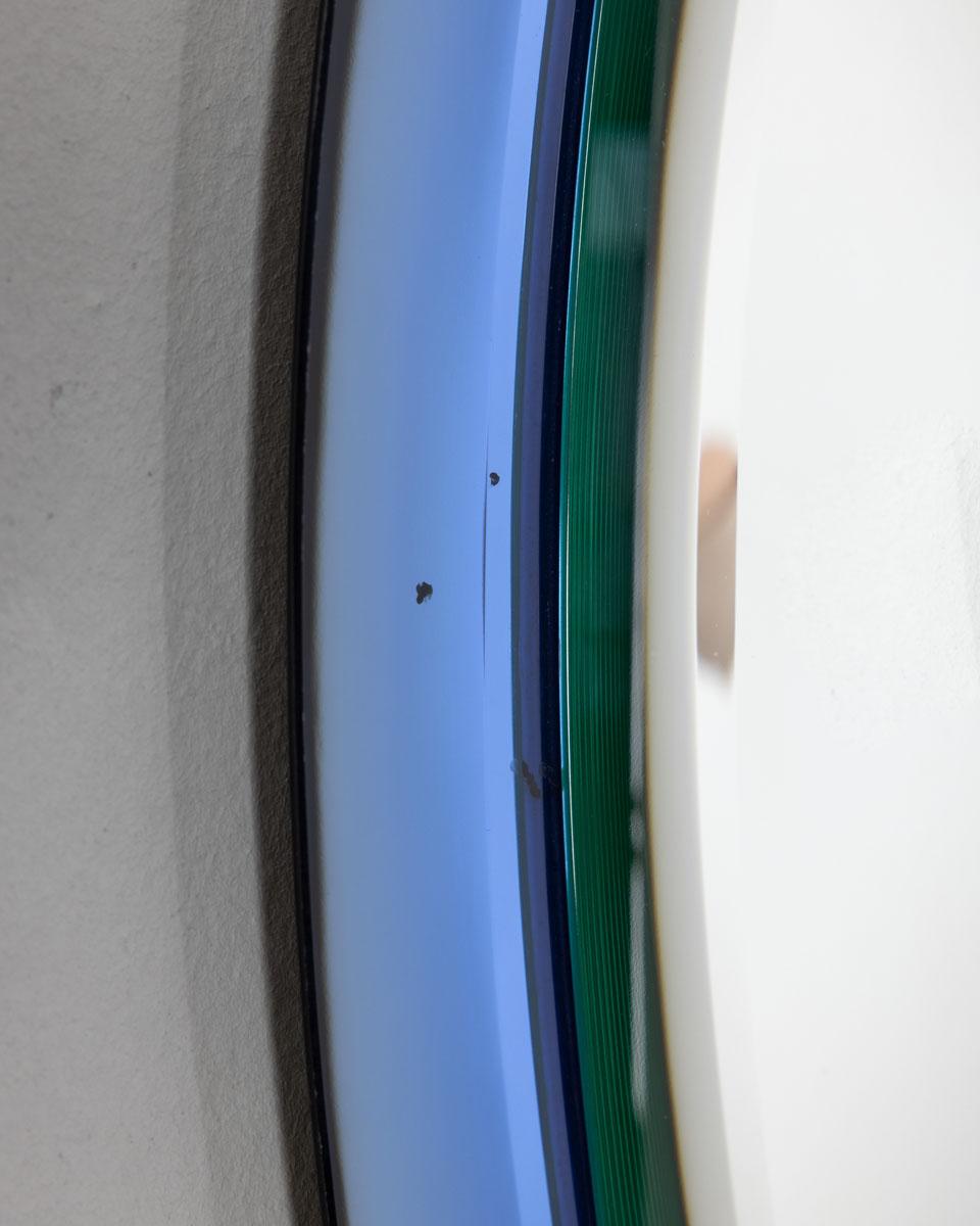 Miroir vintage des années 1970 en cristal bleu conçu par A. Lupi pour Cristal Luxor en vente 1