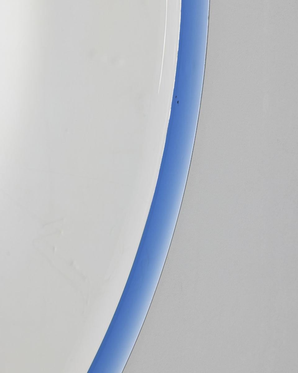 Miroir vintage des années 1970 en cristal bleu conçu par A. Lupi pour Cristal Luxor en vente 2