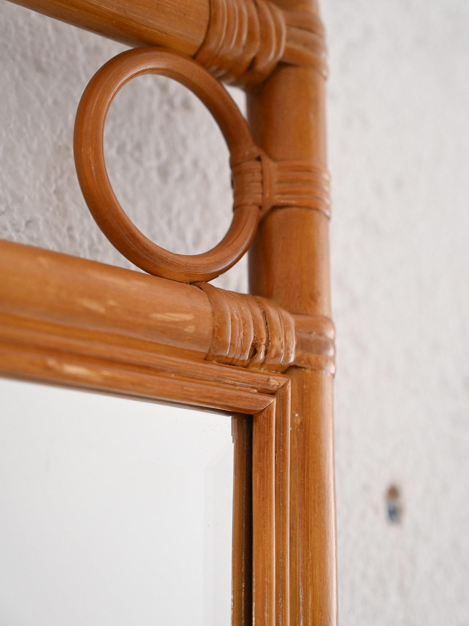 Bamboo Specchio vintage con cornice in bambù