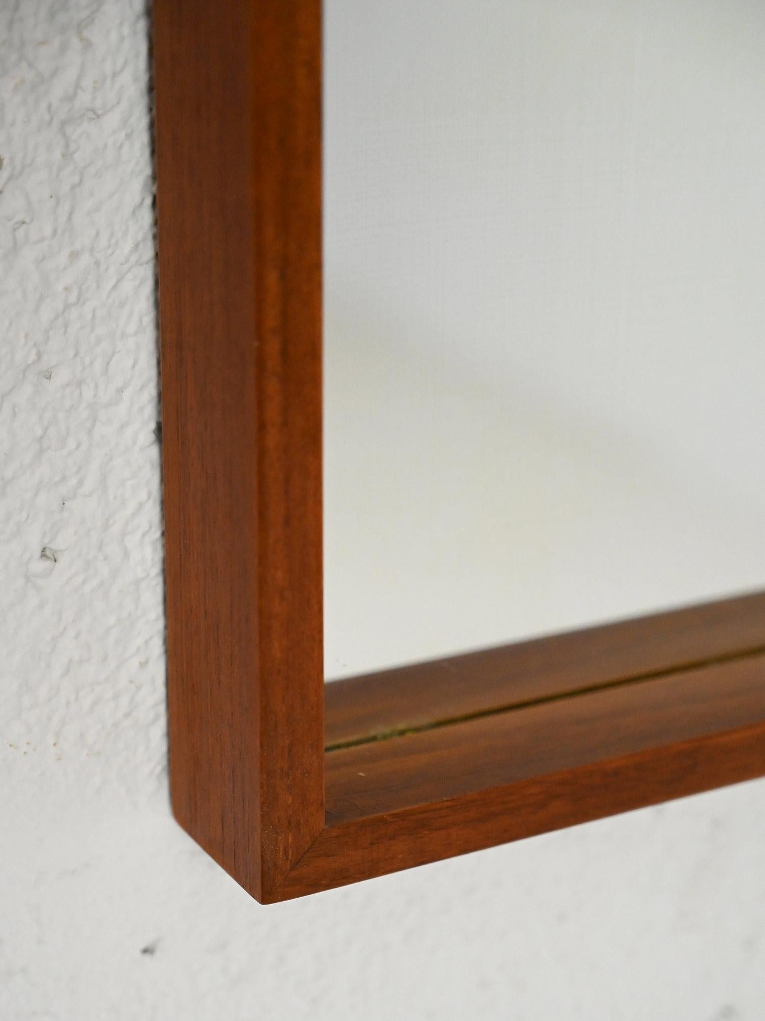 Scandinavian Modern Vintage Mirror with Teak Frame For Sale