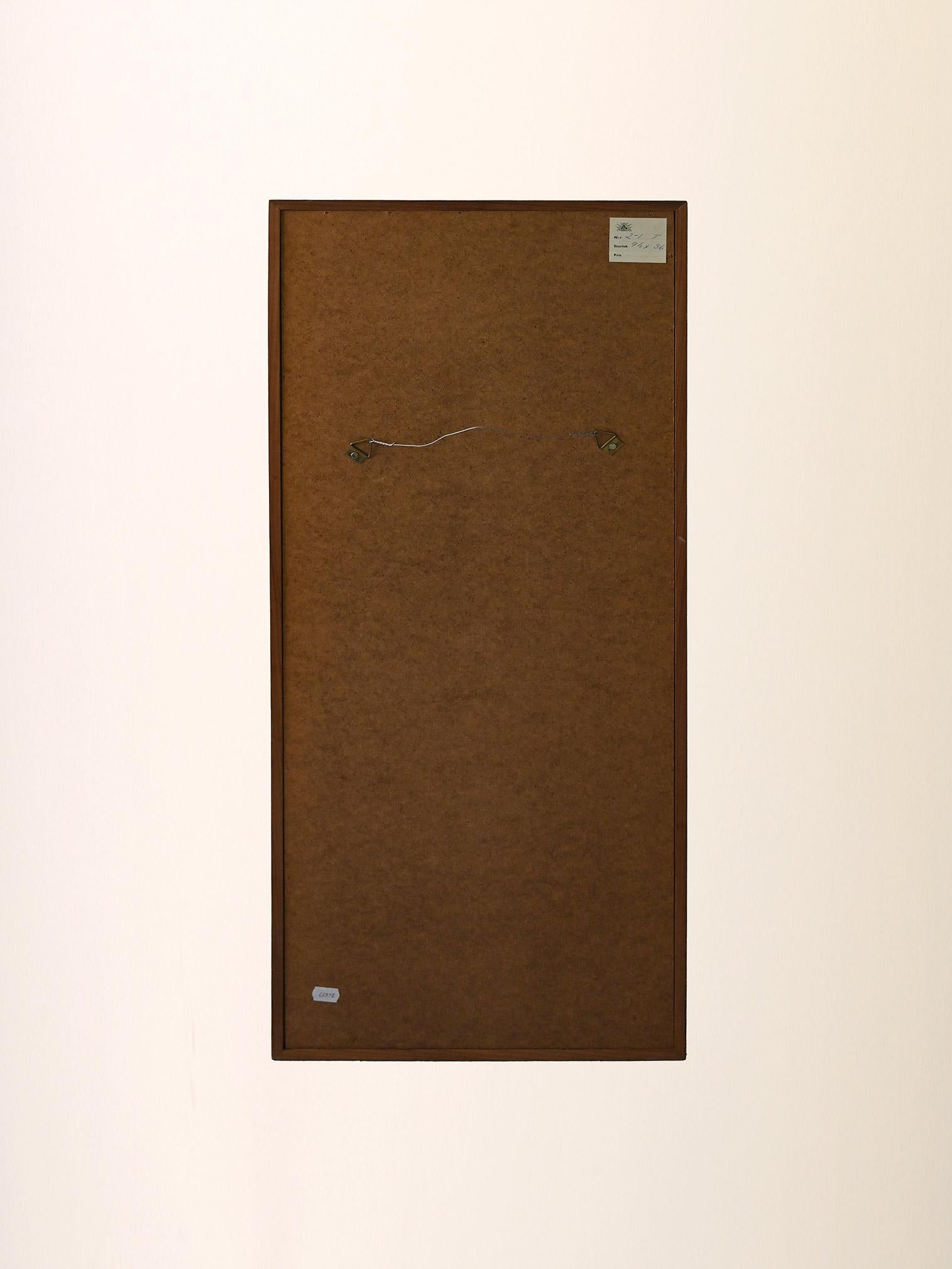 Espejo rectangular vintage de roble Mid-20th Century en venta