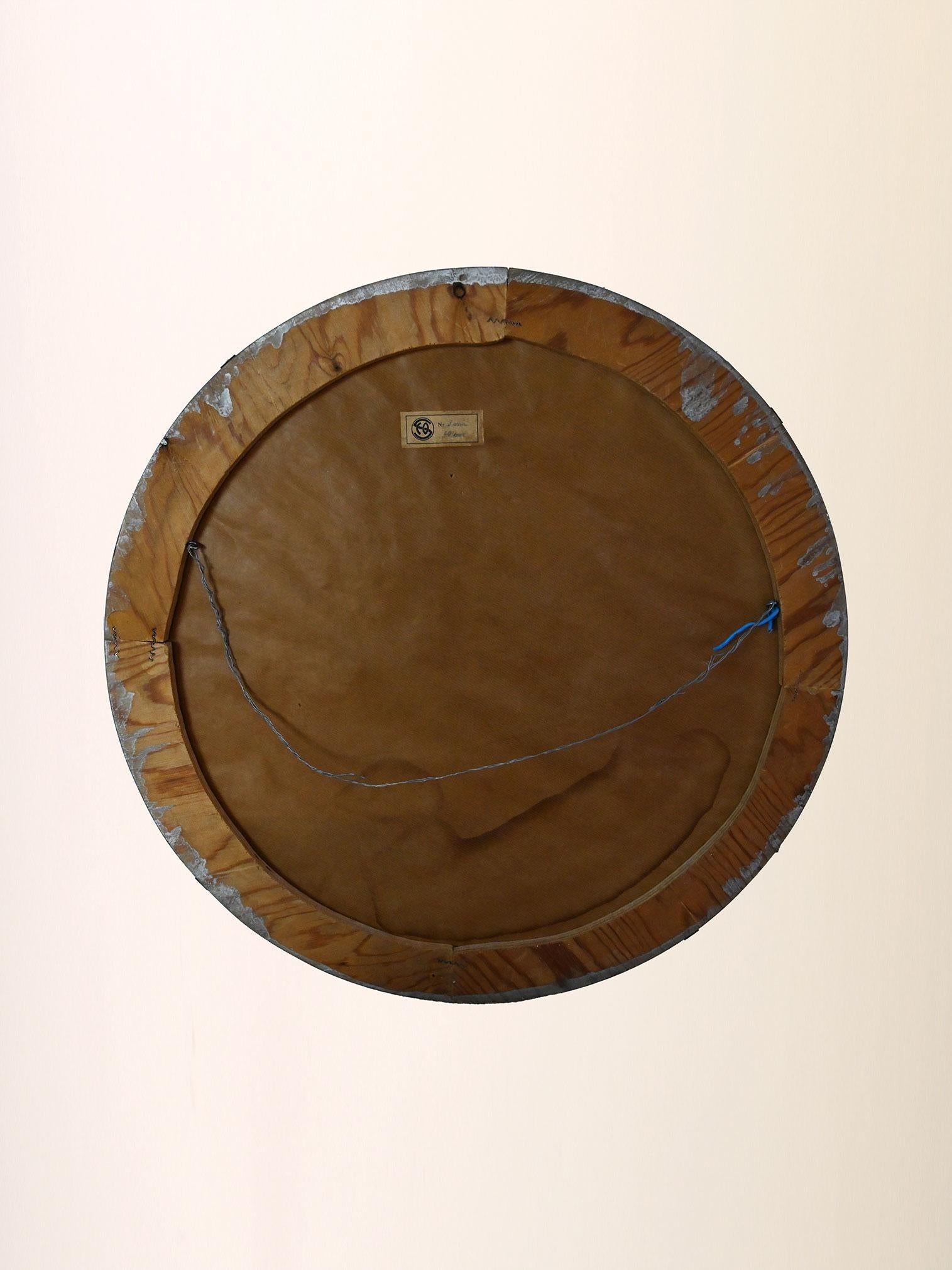 Miroir rond vintage avec cadre invisible, années 1950/60 en vente 1