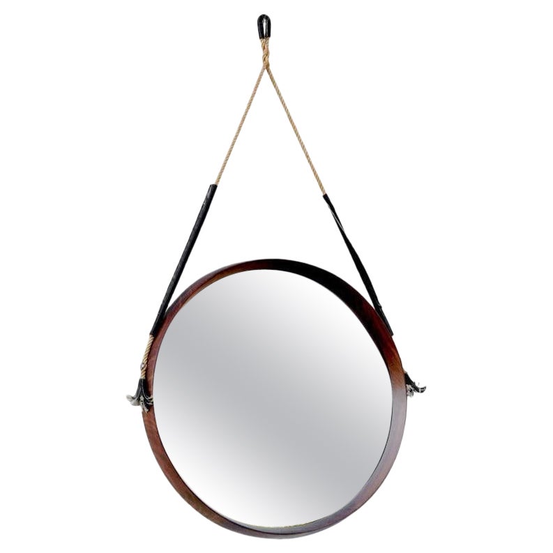 SPECCHIO vintage rotondo en teck