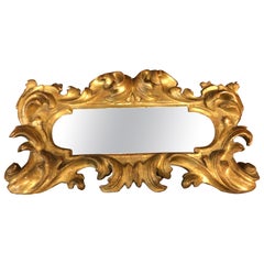 Speccho Dorato Intaglio a Cartouche Italia Fine 1600 con Specchio Orizzontale