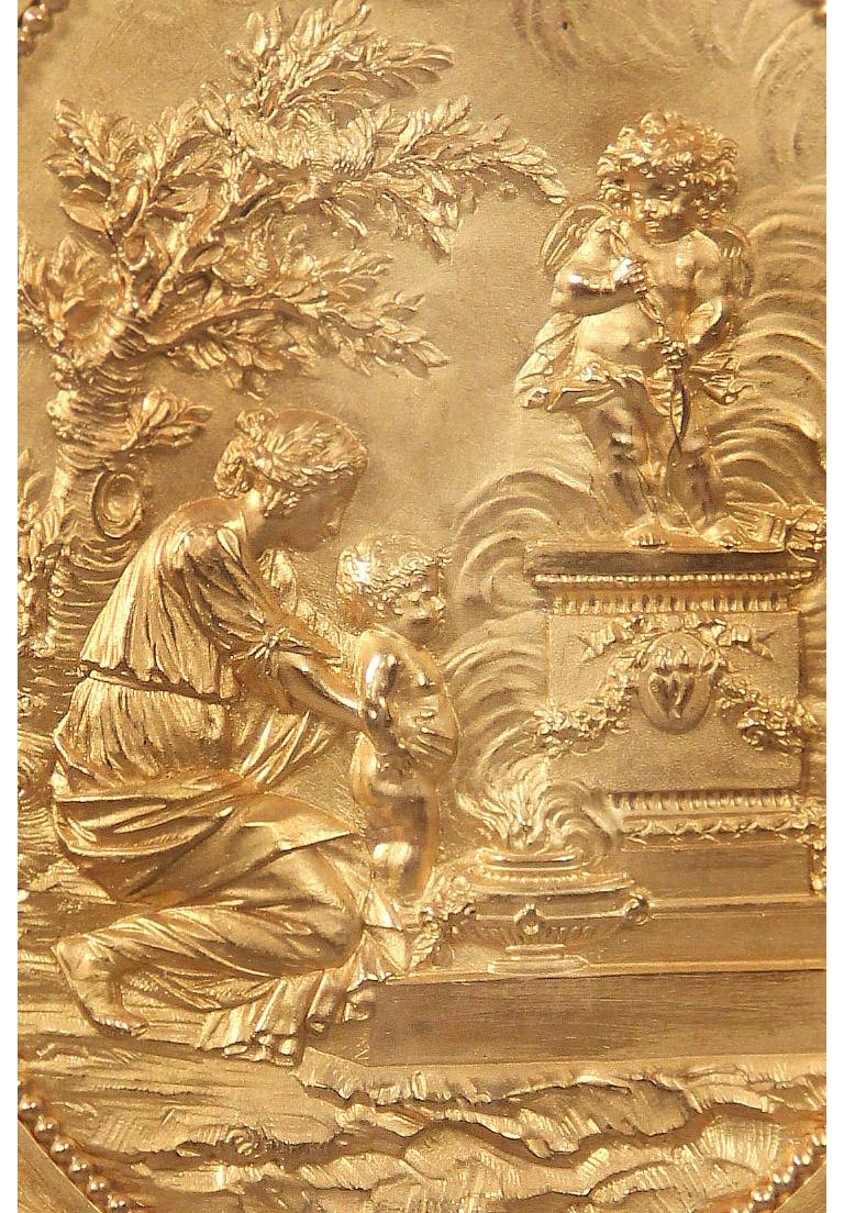 Sonderer Sekretär aus vergoldeter Bronze mit Intarsien aus dem 19. Jahrhundert, Abattant (Französisch) im Angebot