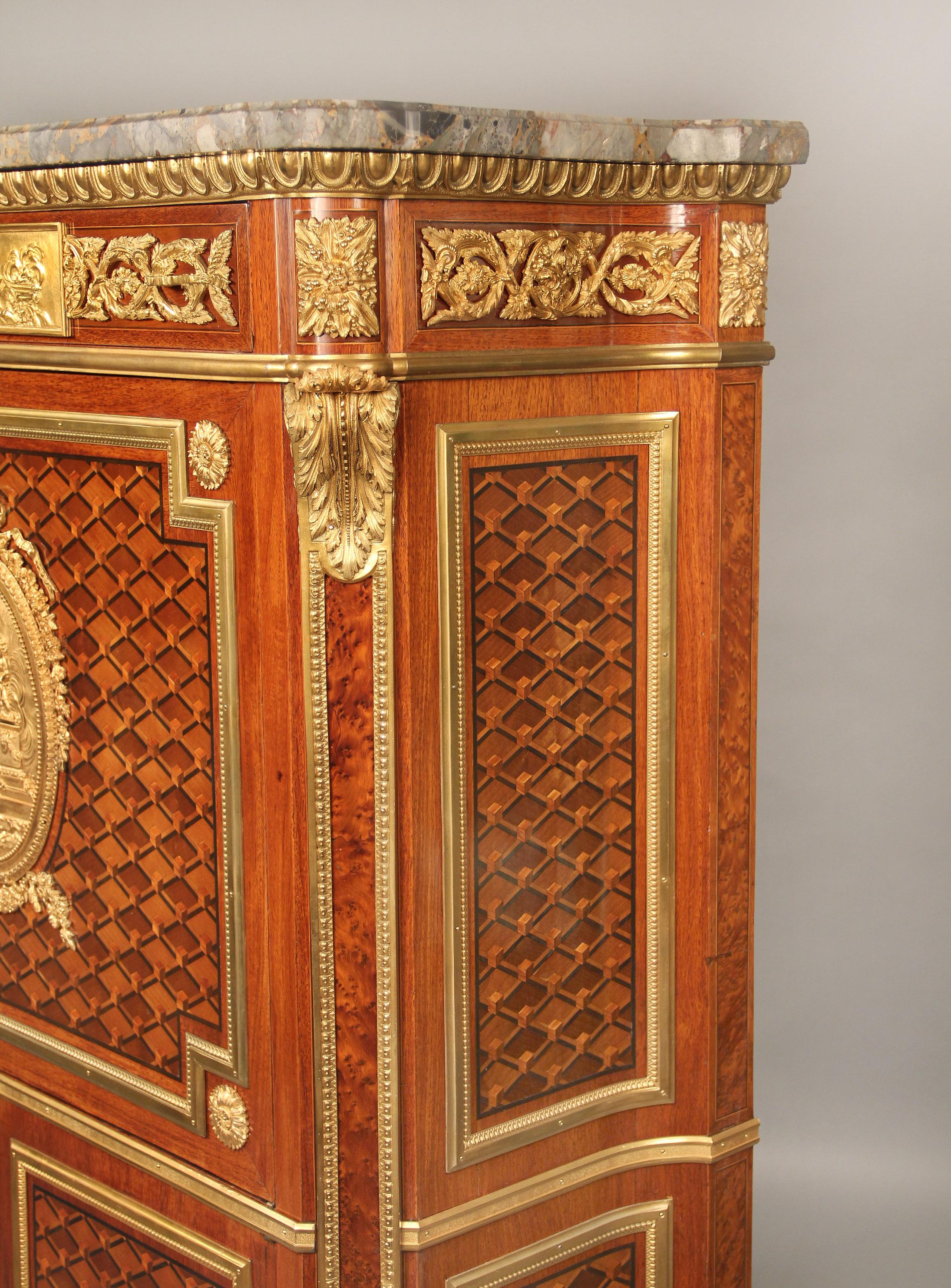 Special 19th Century Gilt Bronze Mounted Inlaid Parquetry Secretaire a Abattant For Sale 2