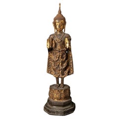 Spéciale statue de Bouddha Ayutthaya en bronze ancien de Thaïlande