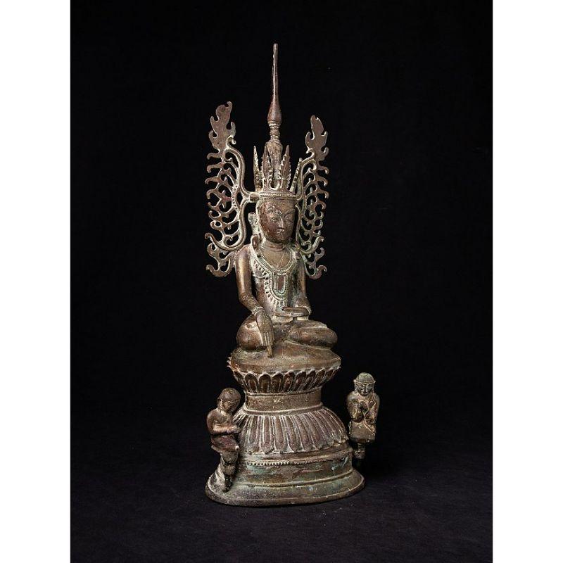 Special Antique Bronze Crowned Buddha from Burma For Sale 1