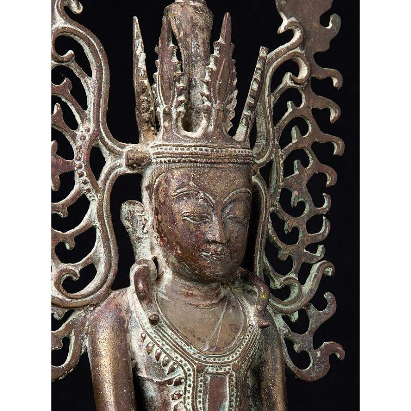 Special Antique Bronze Crowned Buddha from Burma For Sale 3