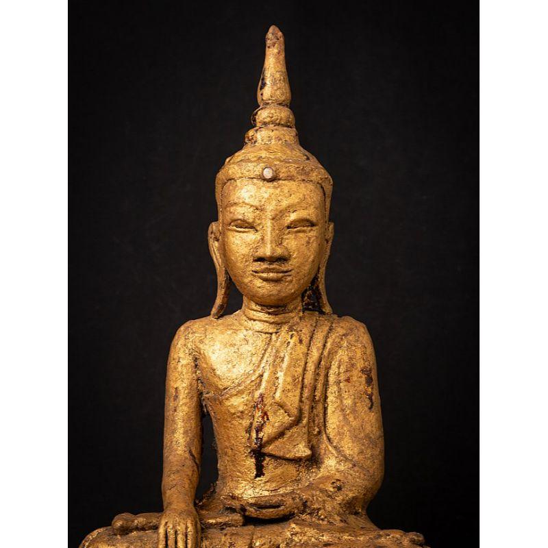 Material: bronze
56 cm high 
39,8 cm wide and 27,5 cm deep
Weight: 21.2 kgs
During the years, the Buddha was gilded with several layers of 24 krt. gold
Shan (Tai Yai) style
Bhumisparsha mudra
Originating from Burma
18th century

