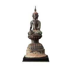 Speziale antike Shan-Buddha-Statue aus Bronze aus Burma