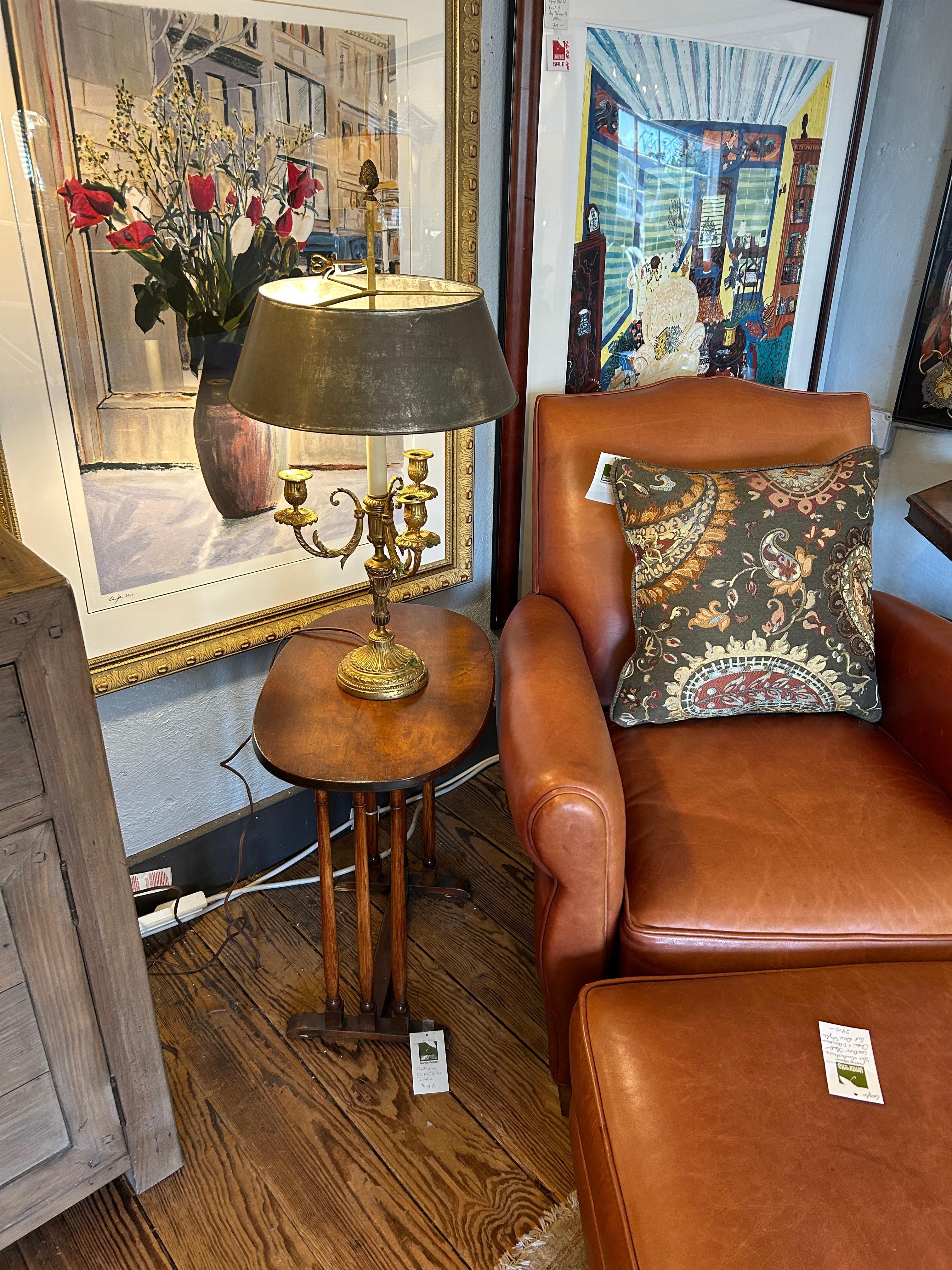 Speciale Lampada da tavolo antica Buillotte con paralume in metallo grigio ardesia in vendita 1