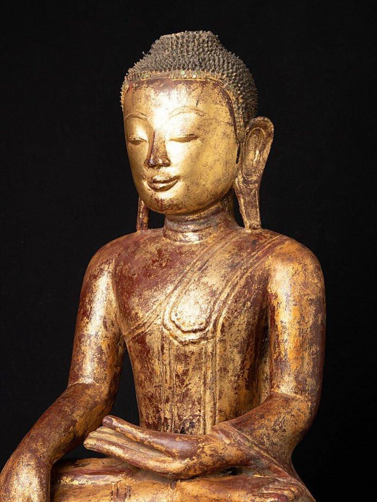 Lacquer Special antique Burmese Ava Buddha statue from Burma For Sale