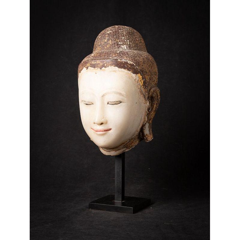 Special Antique Marble Burmese Buddha Head from Burma In Good Condition In DEVENTER, NL