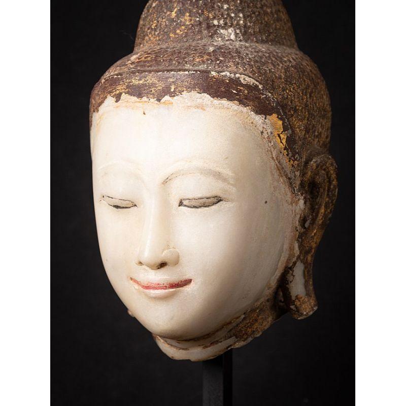 19th Century Special Antique Marble Burmese Buddha Head from Burma
